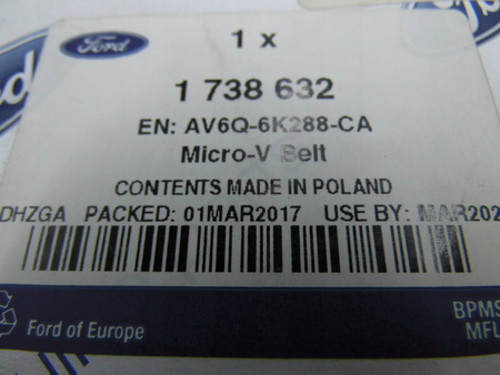 PASEK ROZRZĄDU FORD 1.5L 1.6L SOHC DIESEL _ 1738632 _ AV6Q-6K288-CA