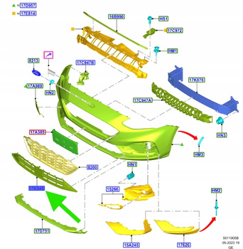 KRATKA DOLNA ZDERZAKA PRZÓD FORD FOCUS 2018- OE 2387034 _ KX7B-17K945-S1D