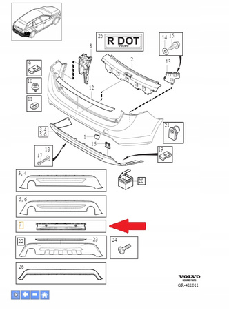 DYFUZOR DOKŁADKA ZDERZAKA TYŁ VOLVO S60 V60 2014- OE 31323871