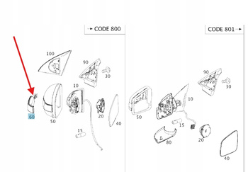 LAMPKA KIERUNKWOSKAZ LUSTERKA PRAWY MERCEDES ML W164 R W251 OE A1648200621