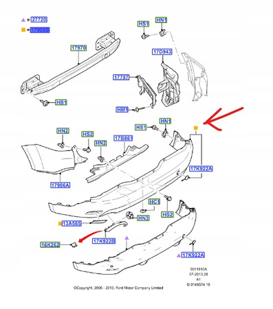 ZDERZAK TYLNY FORD S-MAX Mk1 2006-15 OE 1546303 _ 6M21-17866-FA