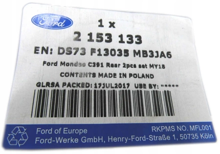 DYWANIKI GUMOWE TYLNE FORD MONDEO Mk5 2014- 2153133 _ DS73-F13035-MB3JA6