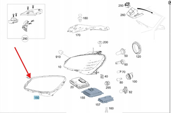 USZCZELKA LAMPY PRZÓD PRAWA MERCEDES C klasa W203 W204 OE A2048261091