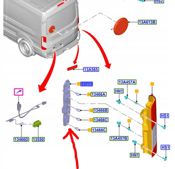 LISTWA ŻARÓWKOWA PRAWA FORD TRANSIT Mk7/8 14- 19-