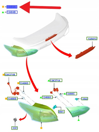 LAMPA LEWA TYLNA FORD FOCUS SEDAN 2014- OE 1939579 _ F1EB-13405-AD