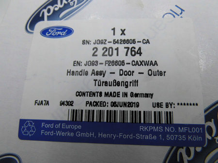 KLAMKA DRZWI LEWY TYŁ FORD EDGE Mk2 MONDEO 14- 2201764 _ JG93-F26605-CAXWAA