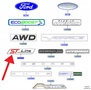 NAPIS "ST-LINE" NA BŁOTNIK FORD WIELE MODELI 2044452 _ G1BB-16B114-AA