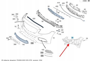 ŚLIZG UCHWYT ZDERZAKA PRAWY PRZÓD MERCEDES C klasa W205 OE A2058855602
