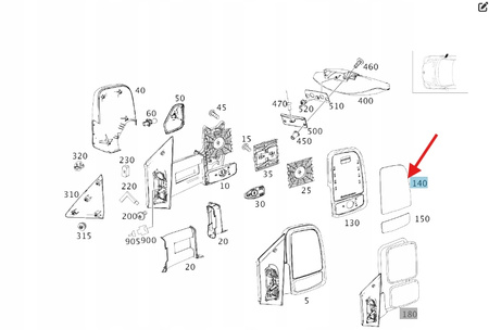 PRAWE GÓRNE SZKŁO LUSTERKA MERCEDES SPRINTER W906 W907 W910 OE A0028115333