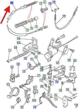 LINKA STEROWANIA PRZEPUSTNICĄ 2.5 D TRANSIT 88- 91 1660024 _ 86VB-9A758-CB