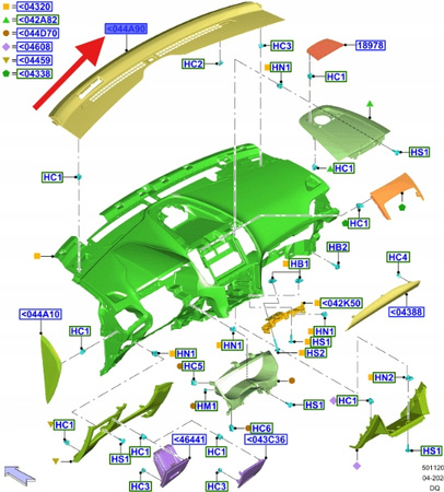 PODSZYBIE WEWNĘTRZNE FORD EDGE 2016- 2024 OE 2087670 _ GT4B-R046B62-AE3ZHE
