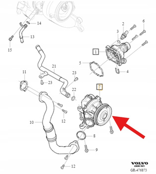 POMPA WODY 2.0 B4 VOLVO S90 S60 V90 V60 2021- XC90 XC60 XC40 OE 32441161