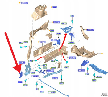WSPORNIK PODŁUŻNICY PRAWY PRZÓD FORD FOCUS 2018- 2206746 _ JX6B-8186-A1A