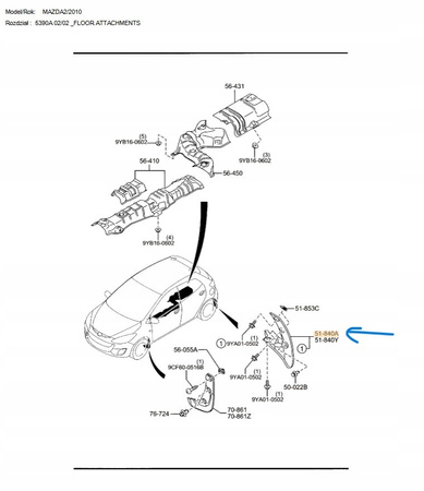 Chlapacz prawy tylny - Mazda 2 DE_DF7151870