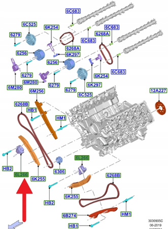 NAPINACZ ŁAŃCUCHA ROZRZĄDU 5.0 MUSTANG 2015- 2023- 2461389 _ JL3E-6L266-DB