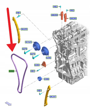 ŁAŃCUCH ROZRZĄDU 2.0 2.3 EB FORD FOCUS KUGA 2020- 2250472 _ K2GE-6268-AA