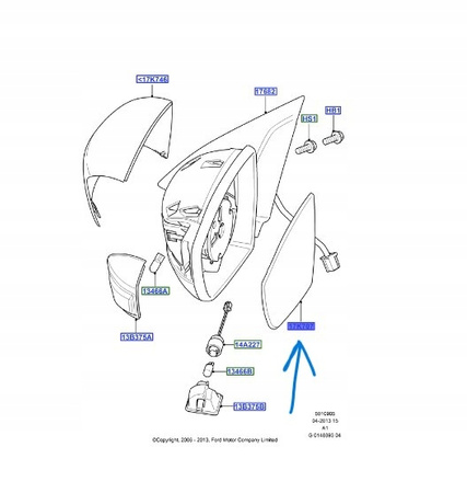 WKŁAD SZYBKA LUSTERKA LEWA FORD FORD S-MAX GALAXY 1405073 _ 6M21-17K741-AA