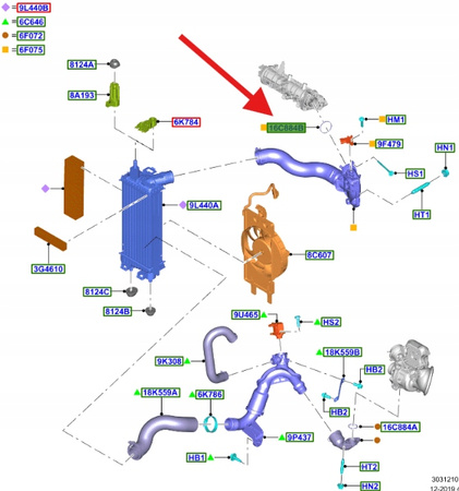 USZCZELKA KOLEKTORA DOLOTOWEGO 1.0 EB FOCUS PUMA 2239420 _ JX61-9B687-EB