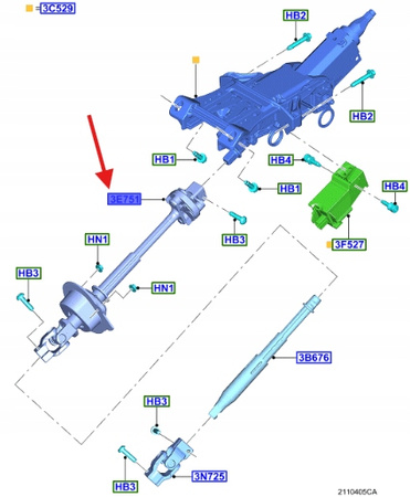 KOLUMNA KIEROWNICY FORD MUSTANG Mk6 2015- OE 2311830 _ FR3C-3E751-AK