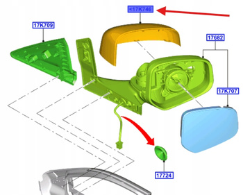 OBUDOWA LUSTERKA LH TRANSIT COURIER Mk1 2017- 2137450 _ ET76-17K747-DA5JA6