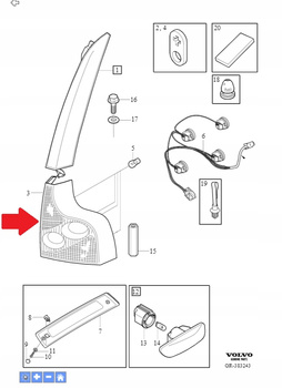 Lewa lampa tylna Volvo XC90 (03-06) OE 30612811