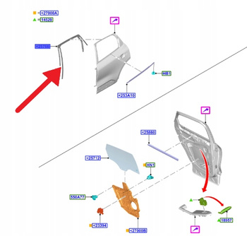 USZCZELKA SZYBY DRZWI PRAWY TYŁ FORD KUGA 2020- 2595826 _ LV4B-S25824-DD