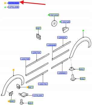 LISTWA BŁOTNIKA LEWY PRZÓD CONNECT 2006- 5081729 _ 7T16-A278L01-AFM5AB