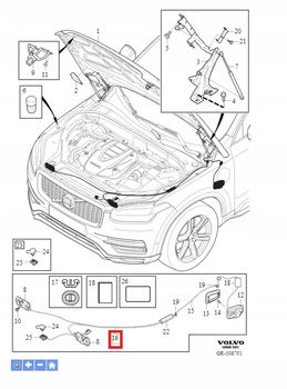 LINKA MASKI POKYWY SILNIKA VOLVO XC90 2016- S90 V90 2017- OE 31352884