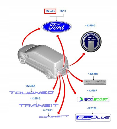 EMBLEMAT FORD KUGA Mk2 TRANSIT CONNECT Mk2 _ 5344249 _ DJ54-8B262-AA