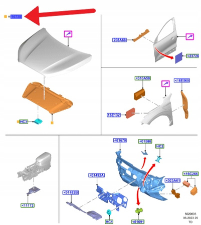 WYGŁUSZENIE PODBITKA MASKI FORD KUGA ESCAPE 2020- 2351475 _ LV4B-S16738-AA