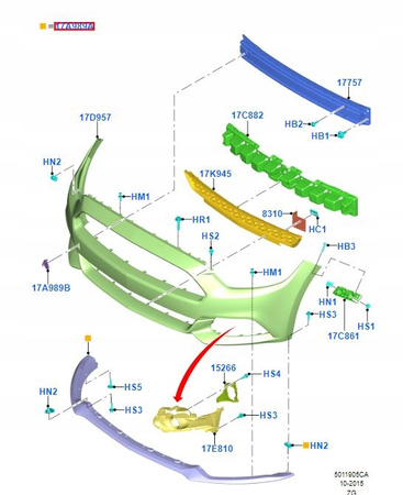 DOKŁADKA SPOILER ZDERZAKA PRZÓD FORD MUSTANG Mk6 2015-17 _ 5318779 _ FR3B-17F775-AB5YZ9