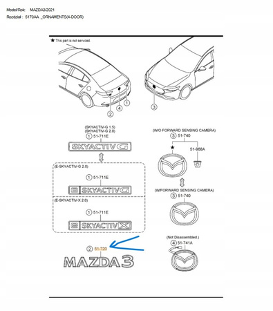 Emblemat tył - Mazda 3 BP Sedan_B1J151720