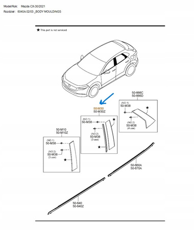 Nakładka prawa ozdobna drzwi tylne -Mazda CX-30 DM_DGH950M30