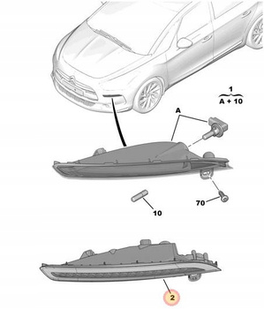 LAMPKA KIERUNKOWSKAZ LED PRAWY CITROEN DS5 OE 9808732080