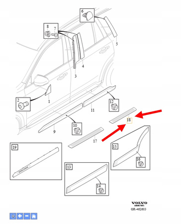 LISTWA NAKŁADKA PROGOWA TYŁ LEWA PRAWA VOLVO XC90 2016- OEM/OE 31442447