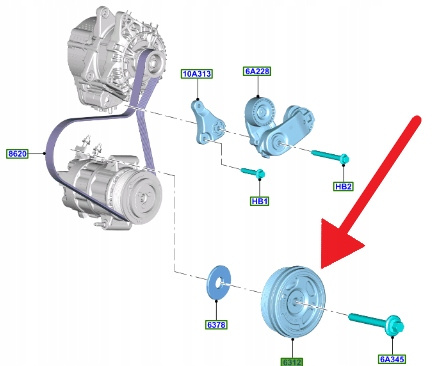 KOŁO PASOWE WAŁU 1.0 EB FORD FIESTA PUMA FOCUS 2019- 2386582 _ L1BG-6316-BB