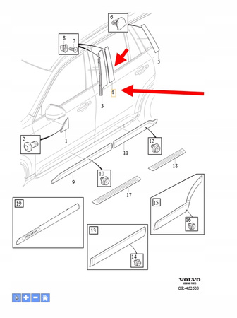 PIONOWA LISTWA OZDOBNA DRZWI PRAWY TYŁ VOLVO XC90 2016- OEM/OE 31688694