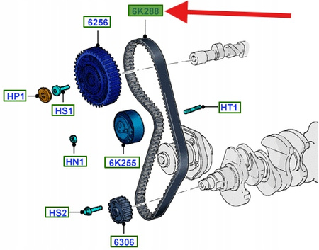 PASEK ROZRZĄDU 1.2 MPI FORD KA Mk2 2008- 2016 OE 1590748 _ 9S51-6K288-B2A