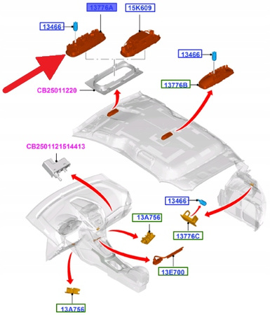 LAMPKA WNĘTRZA B-MAX FIESTA FOCUS KUGA MONDEO 1925089 _ EK26-13776-AA