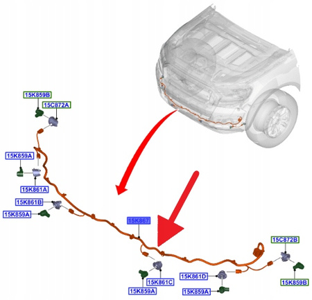 WIĄZKA PDC ZDERZAKA PRZÓD FORD RANGER 2020- OE 2483275 _ JB3T-15K867-BG