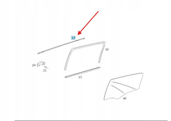 LISTWA DRZWIOWA ZGARNIAJĄCA TYLNA LEWA CHROM MERCEDES B W245 OE A1697351565