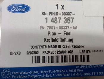 PRZEWÓD PALIWA 1.8L TDCi FORD S-MAX MONDEO 2007- 1487357 _ 7G91-9B337-AA