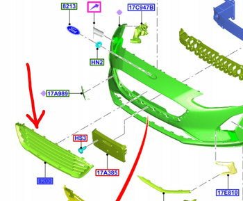 GRILL ATRAPA PRZÓD FORD FOCUS MK4 2018- 2292763 _ JX7B-8200-AB