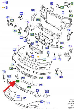PRAWA DOLNA KRATKA ZDERZAKA GALAXY 2000- 03 OE 1108683 _ YM21-17K946-AAYYEI