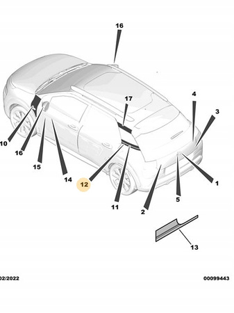 NAKLEJKA TYLNA STRONA LEWA CITROEN OE 98191599XY