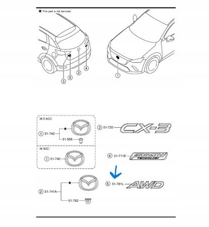 Emblemat AWD - Mazda CX-3 DK Mazda CX-5 KF CX-9 TC_DDYH51781