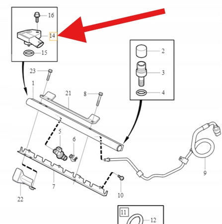 CZUJNIK CIŚNIENIA PALIWA B5 B6 B8 VOLVO S60 V60 XC60 XC70 V40 OE 31272732