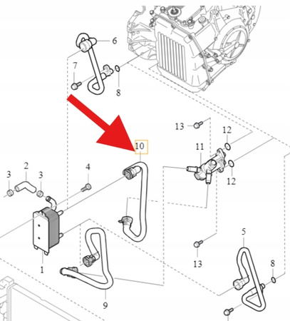 PRZEWÓD CHŁODZENIA SKRZYNI AUTOMAT TF-80 VOLVO S60 V60 XC60 OE 31368679