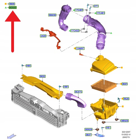 RURA DOLOT POWIETRZA 2.0L ECOBOOST FORD KUGA 2020- 2421699 _ LX61-9R504-GE
