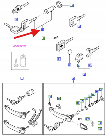ZESTAW BĘBENEK ZAMKA I KLUCZE GALAXY 2002- OE 1206835 _ 1M21-A22018-AA
